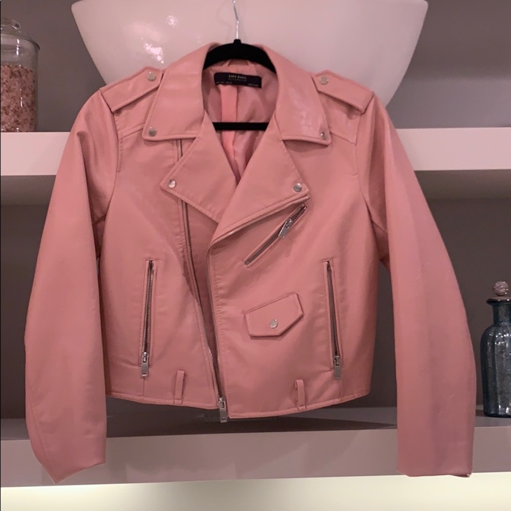 Pink faux leather jacket